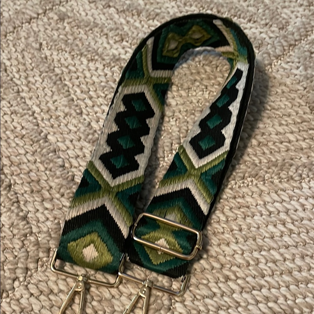 Green Geometric Patterned Bag Strap - image 4